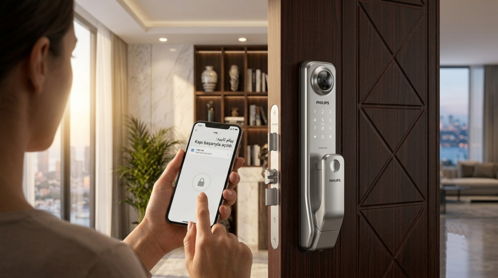 a woman opening the door